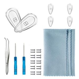 Soft Silicone Air Chamber Eyeglass Repair kit, Glasses Repair Kit, Tweezers, Glasses Nose Pads 15mm (Blue, 3 Pair)