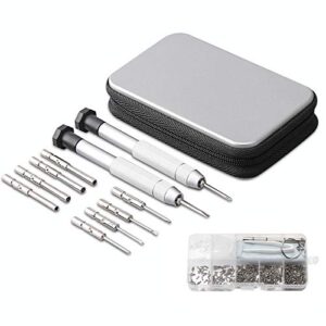 precision screwdriver set, eyeglass repair kit with 10-style screwdrivers/nose pads/4 in 1 portable screwdrivers/ear hook/tweezer for eyeglasses sunglass watch calculator (with 70-style screws)