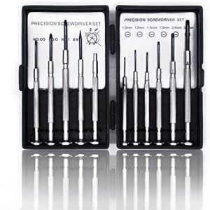 11pcs mini screwdriver set, small screwdriver set with 11 different size flathead and phillips screwdrivers, precision screwdriver set for jewelry, watch, iphone, toys, computer, eyeglass repair