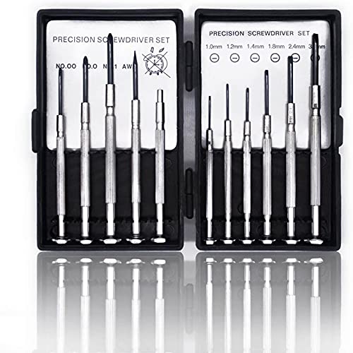 11PCS Mini Screwdriver Set, Small Screwdriver Set with 11 Different Size Flathead and Phillips Screwdrivers, Precision Screwdriver Set for Jewelry, Watch, iPhone, Toys, Computer, Eyeglass Repair