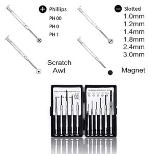 11PCS Mini Screwdriver Set, Small Screwdriver Set with 11 Different Size Flathead and Phillips Screwdrivers, Precision Screwdriver Set for Jewelry, Watch, iPhone, Toys, Computer, Eyeglass Repair