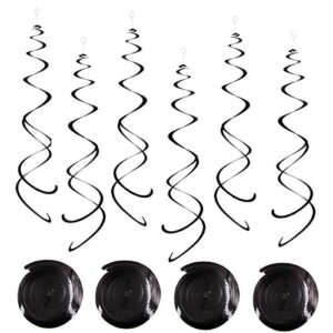 black party swirl decorations foil swirl hanging decoration 30pc plastic streamer for ceiling 22"