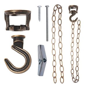 rddconkit 2-pack swivel swag hook metal chain extension, heavy duty swivel ceiling hook for hanging plants / chandeliers / baskets / indoor & outdoor use (bronze)