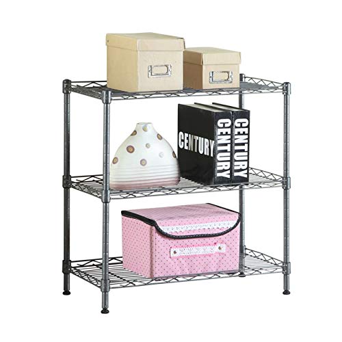 WEI WEI GLOBAL 3-Tier Metal Wire Shelving Unit, Adjustable Utility Storage Standing Rack Organizer Cabinet for Garage Laundry Bathroom Kitchen Closet - 23" L x 13" W x 32" H, Black