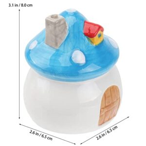 POPETPOP Hamster Hideout Ceramic Mushroom Shape Hamster House Chinchilla Mini Hut Small Animal Hideout Caves Cage for Syrian Rats Chinchillas Gerbils