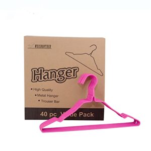 a-quality plastic coating metal clothes hanger, pink hanger in 40 pack per gift box,shirt hanger workable for dry or wet clothing.durable garment rack made of 4mm strong metal line.