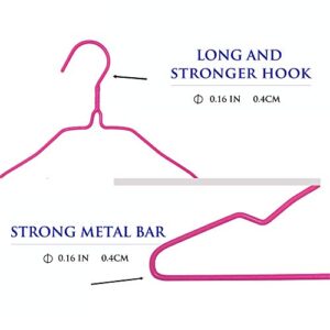 A-Quality Plastic Coating Metal Clothes Hanger, Pink Hanger in 40 Pack per Gift Box,Shirt Hanger Workable for Dry or Wet Clothing.Durable Garment Rack Made of 4MM Strong Metal Line.