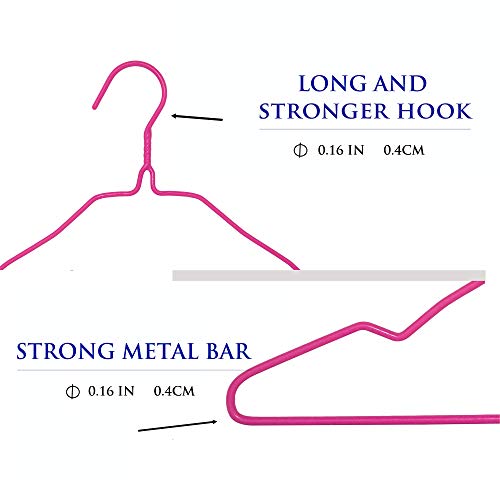 A-Quality Plastic Coating Metal Clothes Hanger, Pink Hanger in 40 Pack per Gift Box,Shirt Hanger Workable for Dry or Wet Clothing.Durable Garment Rack Made of 4MM Strong Metal Line.