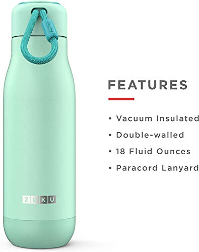 ZOKU Stainless Steel Bottle, 16.9 fl oz (500 ml), Cold and Heat Retention, My Bottle, Coffee Portable (Matte Teal)