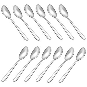 mjiya dinner spoon silverware set, dominion heavy duty spoons, stainless steel salad spoons multipurpose use for home, kitchen or restaurant (l (12pcs)-spoon)