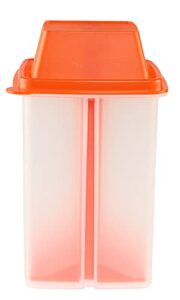 home-x pickle storage container, straining pickle jar, filter insert, sieve food saver container, 7 ½” l x 4 ¼” w x 4 ¼” h, orange