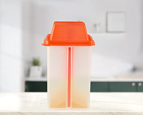 HOME-X Pickle Storage Container, Straining Pickle Jar, Filter Insert, Sieve Food Saver Container, 7 ½” L x 4 ¼” W x 4 ¼” H, Orange