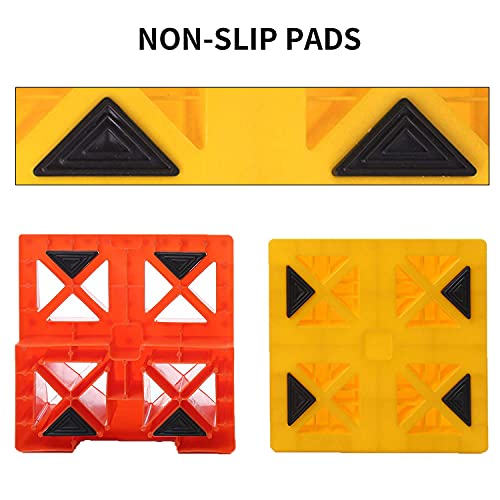 Homeon Wheels RV Leveling Blocks Ramp Design 9 Pack Interlocking Leveling Blocks with One Wheel Chock Camper Leveling Blocks with Carrying Bag