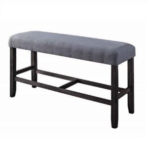 acme furniture yelena counter height bench, fabric & weathered espresso