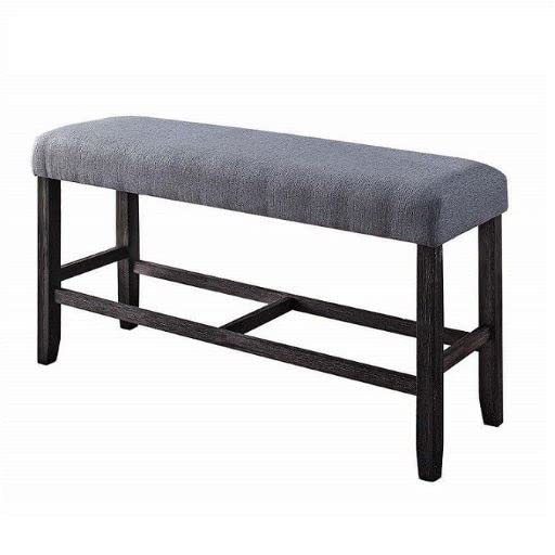 Acme Furniture Yelena Counter Height Bench, Fabric & Weathered Espresso