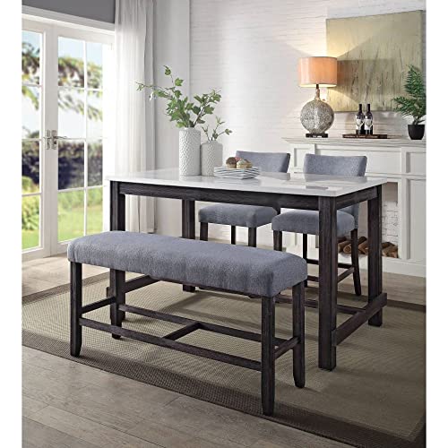 Acme Furniture Yelena Counter Height Bench, Fabric & Weathered Espresso
