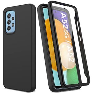 unpey case for samsung galaxy a52 5g, galaxy a52 case with built in screen protector, full body shockproof phone case rugged protective cover for samsung galaxy a52 5g / a52 4g (black)