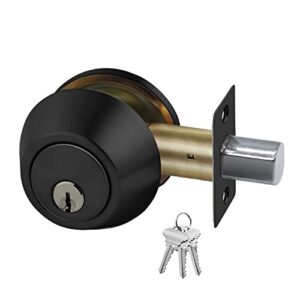 bestten single cylinder deadbolt, dead bolt for front door and garage door, keyed one side, thumb turn inside, matte black finish