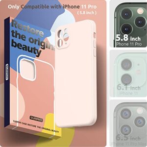 SURPHY Square Silicone Case Compatible with iPhone 11 Pro Case 5.8 inches, Square Edges Liquid Silicone Phone Case (Individual Protection for Each Lens) for iPhone 11 Pro (Light Pink)