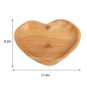 DeziWood Creative Root Wood Dish, Heart Shaped Wooden Serving Tray, Natural Platter for Fruit Bread Salad Appetizer Display and Jewelry Key Organizer (11.4'')