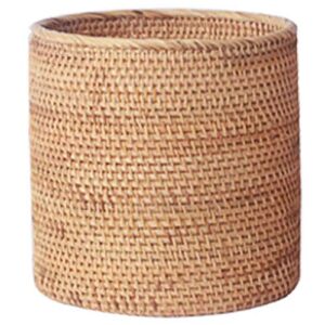 swywy handmade rattan trash can, cylinder storage, desktop trash can, rattan trash can storage basket (20cm)