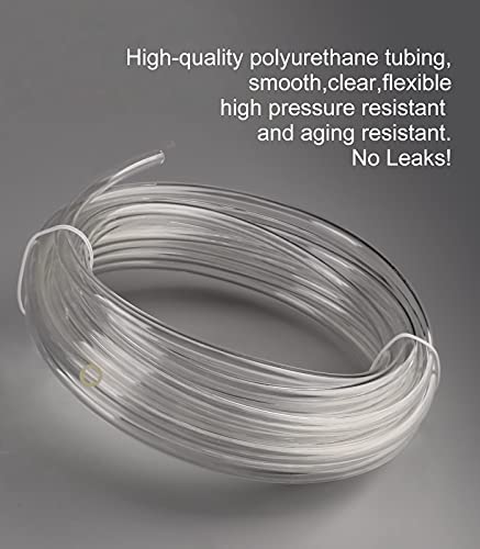 Clscea Aquarium Premium CO2 Proof Tubing PU Rigid Tube Clear 4/6mm 5m (16ft)