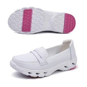 kofuboke comfortable women nurse shoes lightweight non-slip work shoes（white，8.5）