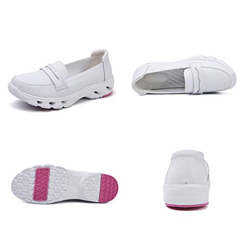 KOFUBOKE Comfortable Women Nurse Shoes Lightweight Non-Slip Work Shoes（White，8.5）