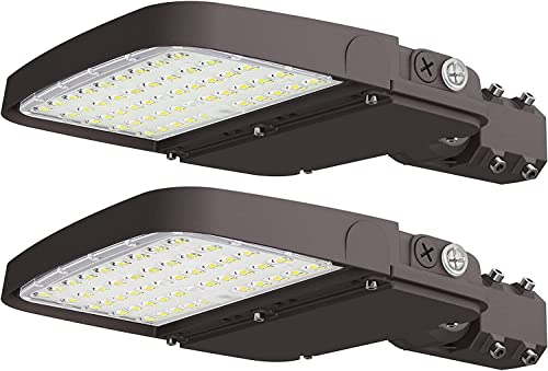 CINOTON LED Parking Lot Lighting with Dusk to Dawn Photocell, Commercial LED Shoebox Light Slip Fitter 5000K Daylight Large Area Yard Street Lights, Waterproof IP65 Outdoor Pole Light 150W, Pack of 2