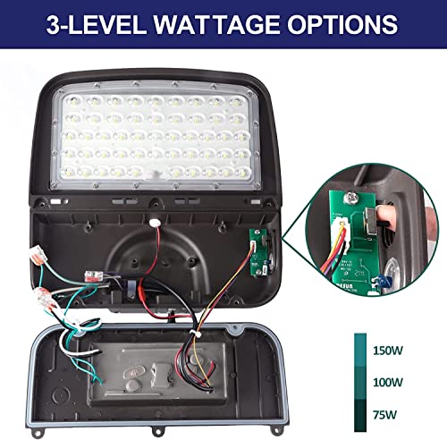 CINOTON LED Parking Lot Lighting with Dusk to Dawn Photocell, Commercial LED Shoebox Light Slip Fitter 5000K Daylight Large Area Yard Street Lights, Waterproof IP65 Outdoor Pole Light 150W, Pack of 2