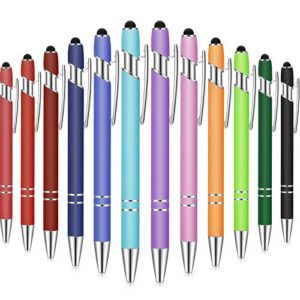 12 pieces ballpoint pen with stylus tip, 1.0 mm black ink metal pen stylus pen for touch screens, 2 in 1 stylus ballpoint pen (mixed color)