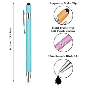 12 Pieces Ballpoint Pen with Stylus Tip, 1.0 mm Black Ink Metal Pen Stylus Pen for Touch Screens, 2 in 1 Stylus Ballpoint Pen (Mixed Color)