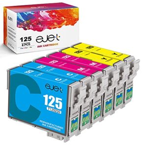 ejet 125 t125 remanufactured ink cartridge replacement for epson 125 t125 for stylus nx125 nx127 nx530 nx625 nx230 nx420 workforce 320 323 325 520 printer tray(2 cyan, 2 magenta, 2 yellow), 6 pack