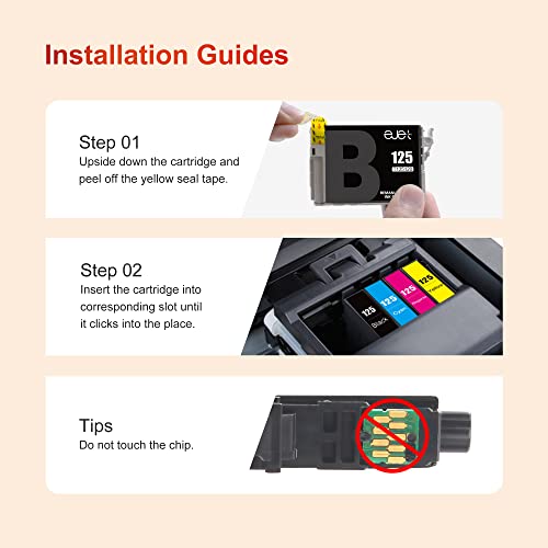ejet 125 T125 Remanufactured Ink Cartridge Replacement for Epson 125 T125 for Stylus NX125 NX127 NX530 NX625 NX230 NX420 Workforce 320 323 325 520 Printer Tray(2 Cyan, 2 Magenta, 2 Yellow), 6 Pack