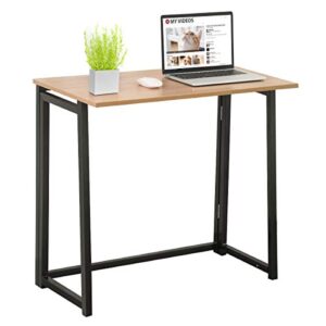 toolsempire home office folding desk, 31.5” foldable computer desks for small places, compact writing study tables for home office,no assembly required (natural)