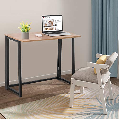 Toolsempire Home Office Folding Desk, 31.5” Foldable Computer Desks for Small Places, Compact Writing Study Tables for Home Office,No Assembly Required (Natural)