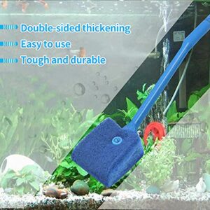 Meiyiu Algae Cleaning Brush Fish Tank Double-Sided Sponge Brush Cleaner Long Handle Fish Tank Scrubber for Home Kitchen Cleaning Brush (Long Handle Green *2+Short Handle Green*2)