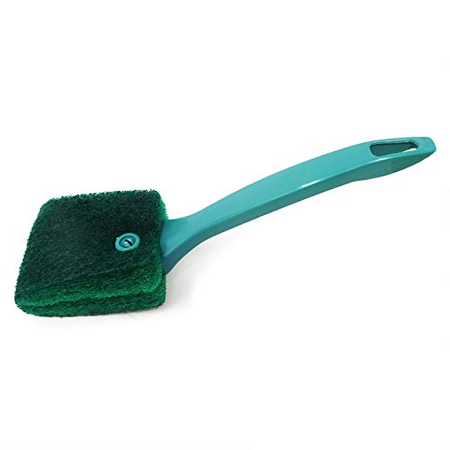 Meiyiu Algae Cleaning Brush Fish Tank Double-Sided Sponge Brush Cleaner Long Handle Fish Tank Scrubber for Home Kitchen Cleaning Brush (Long Handle Green *2+Short Handle Green*2)