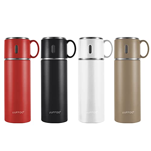 Stainless Steel Bottle Coffee Cup with Handle Vacuum Insulated, BPA Free Leak-proof Mug, Hot & Cold Up to 12 Hours for Work, Outdoor, Biking, Backpack, Camping, Office or Car (Black)