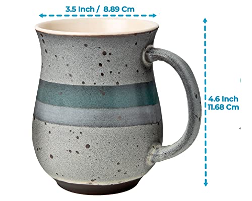 16 oz Ceramic Rustic Mugs - Set of 6 - Multicolor Farmhouse Mugs for Coffee, Tea & More - Dishwasher & Microwave Safe Novelty Mugs Made of Chip-Free Ceramic - Farmhouse Kitchen Décor- Grey