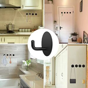 SouLips Adhesive Hooks, Self Adhesive Black Wall Mount Hanger for Key Robe Coat Towel, Heavy Duty Super Strong Stainless Steel Hooks for Kitchen Bathroom Toilet, No Drill No Screw, Waterproof, 4 Pack