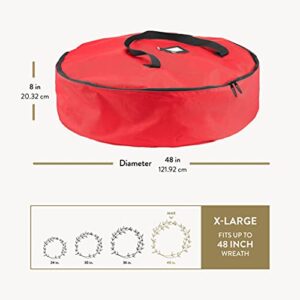 Zober Extra Large Premium Christmas Wreath Storage Bag 48” - Dual Zippered Storage Container & Durable Handles, Protect Artificial Wreaths - Holiday Xmas Bag Made of Tear Proof 600D Oxford