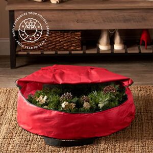 Zober Extra Large Premium Christmas Wreath Storage Bag 48” - Dual Zippered Storage Container & Durable Handles, Protect Artificial Wreaths - Holiday Xmas Bag Made of Tear Proof 600D Oxford