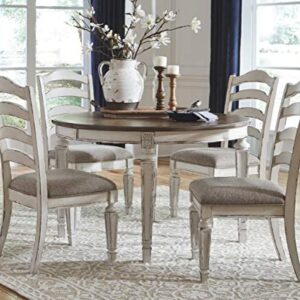 Signature Design by Ashley Realyn Dining Room Extension Table, Chipped White & Design by Ashley Realyn Dining Room Upholstered Chair Set of 2, Antique White