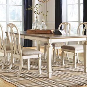 Signature Design by Ashley Realyn Dining Room Extension Table, Chipped White & Design by Ashley Realyn Dining Room Upholstered Chair Set of 2, Antique White