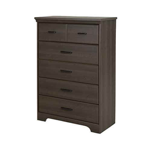 South Shore Versa Collection 5-Drawer Dresser, Gray Maple with Antique Handles & Versa 2-Drawer Nightstand, Gray Maple