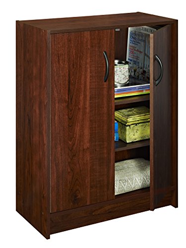 ClosetMaid Pantry Cabinet Cupboard with 2 Doors Adjustable Shelves, Standing, Storage for Kitchen, Laundry or Utility Room, Dark Cherry & , Dark Cherry 1307 Stackable 2-Door Organizer