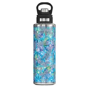 tervis tie dye dragonfly triple walled insulated tumbler travel cup keeps drinks cold, 40oz wide mouth bottle, stainless steel