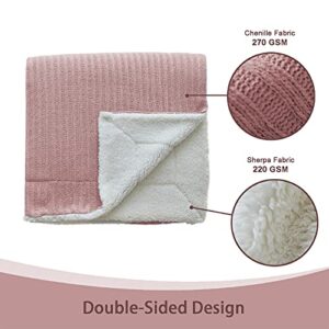 FY FIBER HOUSE Fleece Throw Blankets Thick Sherpa Blanket Soft Throws Plush Cozy Baby Chenille Throw Blanket for Sofa - 50x60 Inches, Dusty Pink