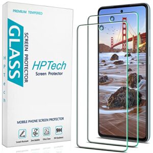 hptech [2-pack] tempered glass for samsung galaxy a52/ a52 5g screen protector, support fingerprint reader, easy to install, bubble free, case friendly